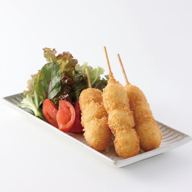 八幡フーズ)串揚げ名人 うずら3個串 40g×10本入【旧商品 570313 からの切り替え】