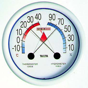 【販売終了】温湿度計NO.5488 食中毒注意ゾーン付