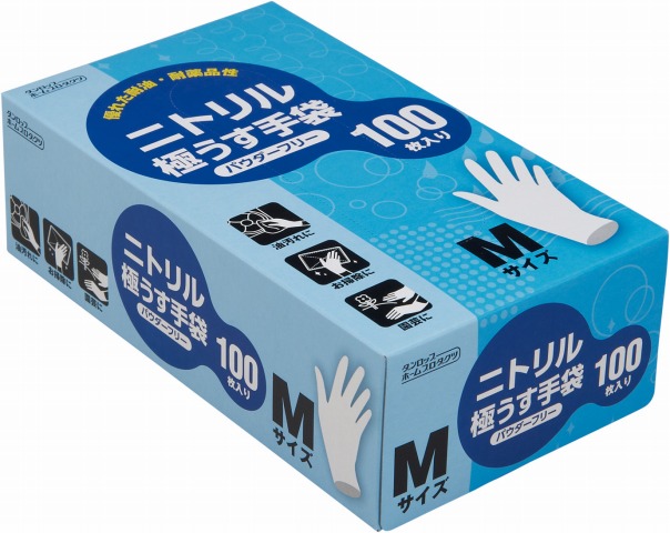 【販売終了】ニトリル極うす手袋 粉無 Mホワイト100枚