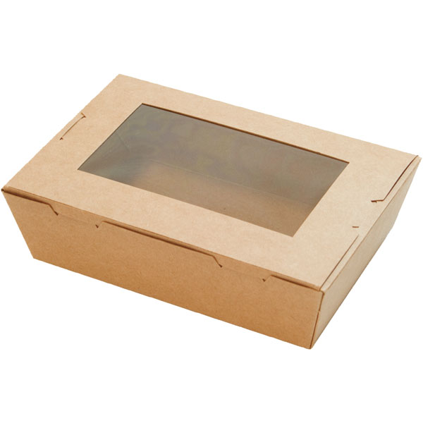 新 窓付きランチボックス (S)クラフト 底面150×100×45mm 50枚